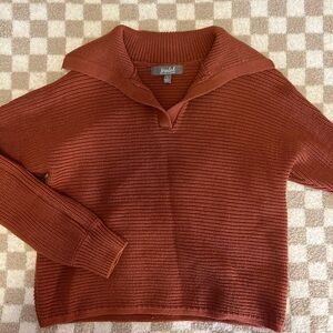 Marled Rust V-Neck Sweater